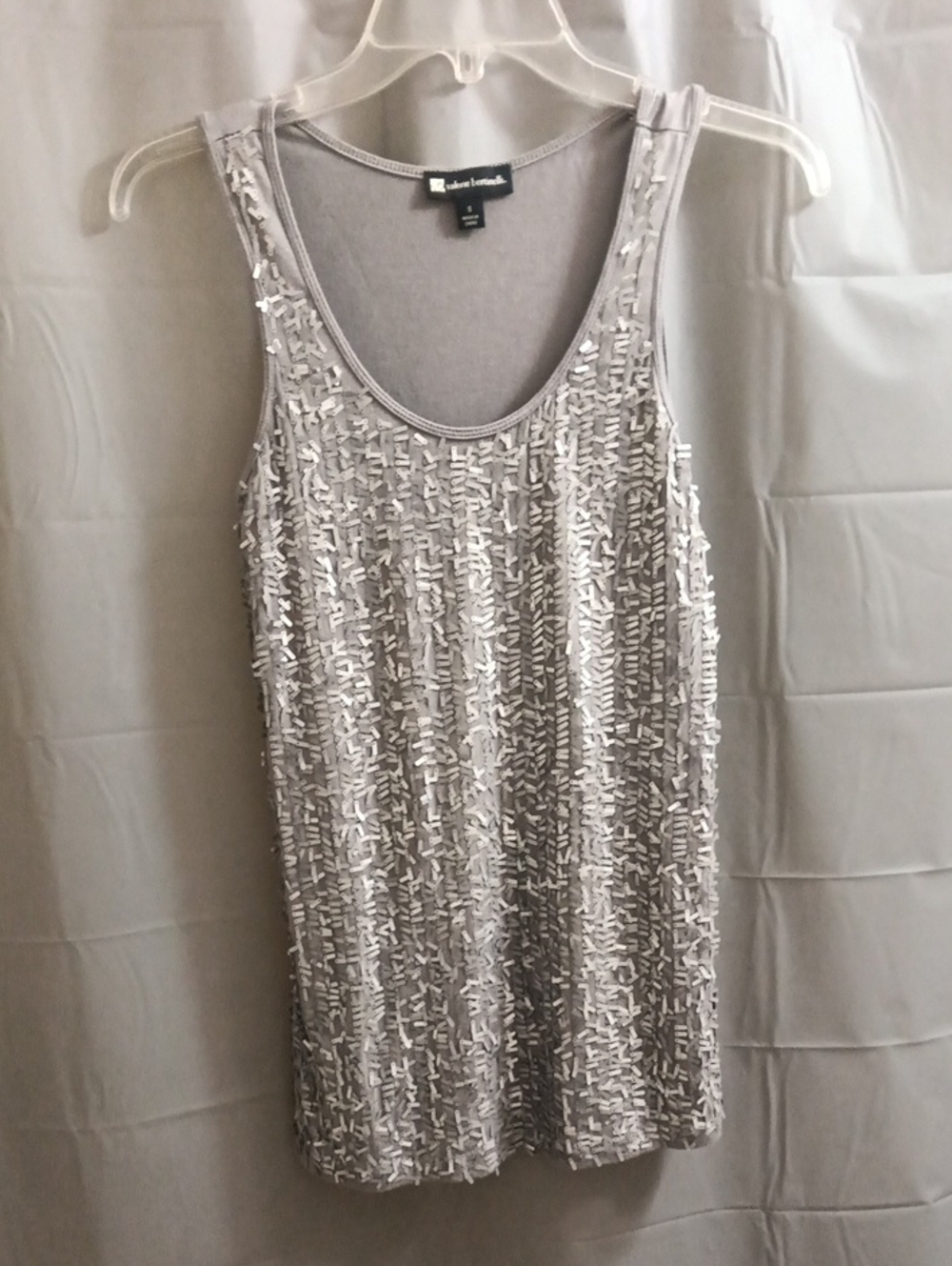 Valerie Bertinelli Silver Sequin Tank Top